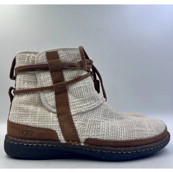 UGG Australia Women Ladies Jute Tie Up Faux Fur Insulated Low Ankle Boots Sz 9 - Picture 4 of 8
